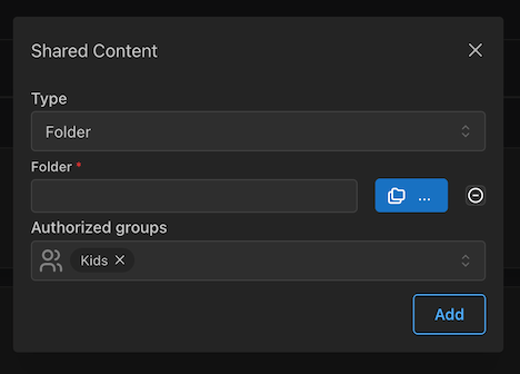 Exemple de grups de contingut compartit